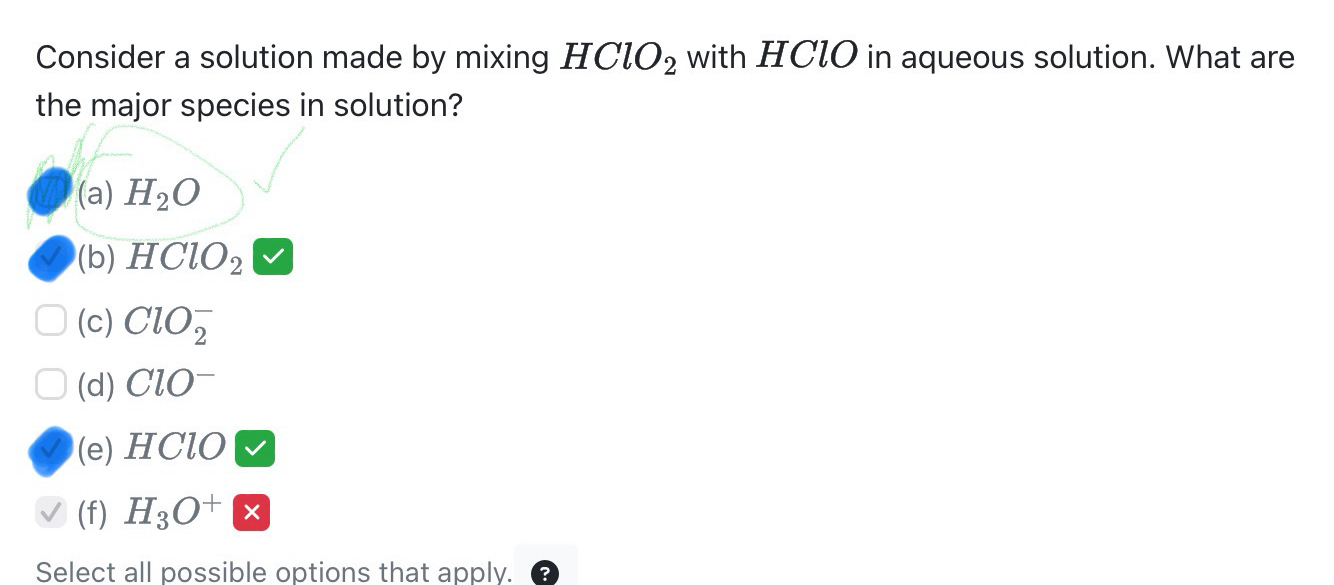 Solved Consider a solution made by mixing HClO2 ﻿with HClO | Chegg.com