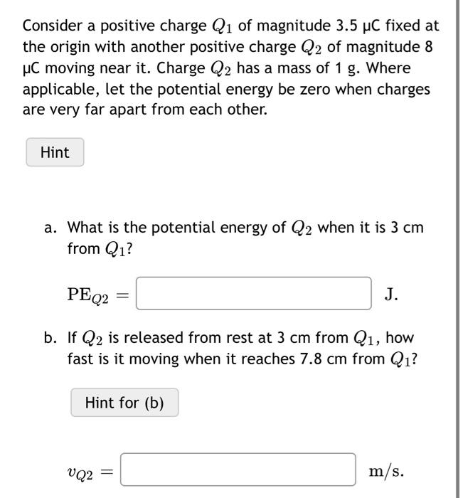 Solved Consider A Positive Charge Q1 Of Magnitude 3.5 Pc | Chegg.com