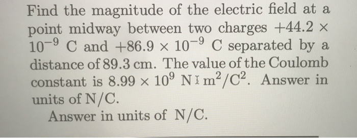 Solved Find the magnitude of the electric field at a point | Chegg.com