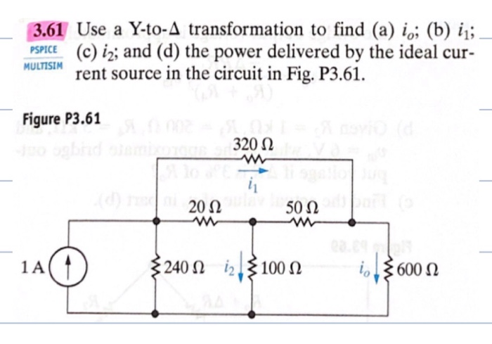 Solved 3.61 Use A Y-to-A Transformation To Find (a) I,; (b) | Chegg.com