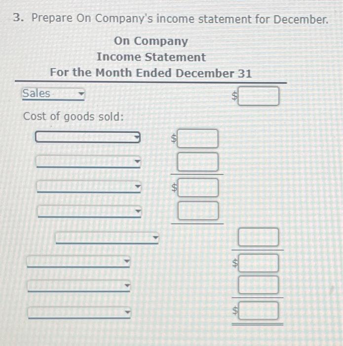 Solved Manufacturing Income Statement Statement Of Cost Of 7285