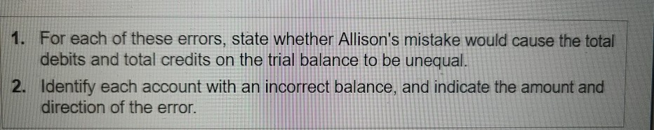 Allison Rothman has trouble keeping her debits and | Chegg.com