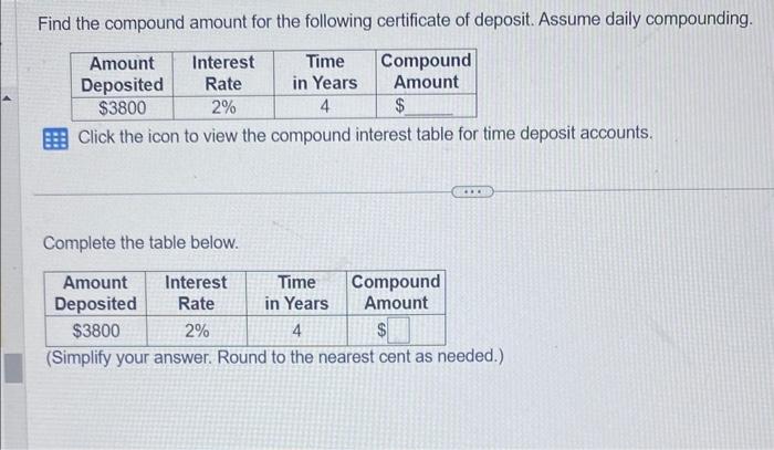 Solved Find the compound amount for the following | Chegg.com