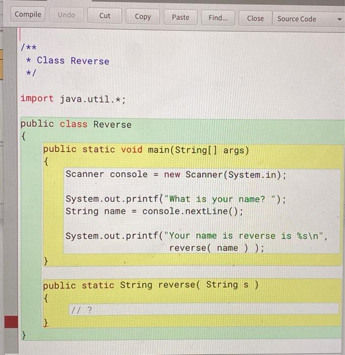 Solved 8) (Reverse] Write a method reverse that will take a | Chegg.com