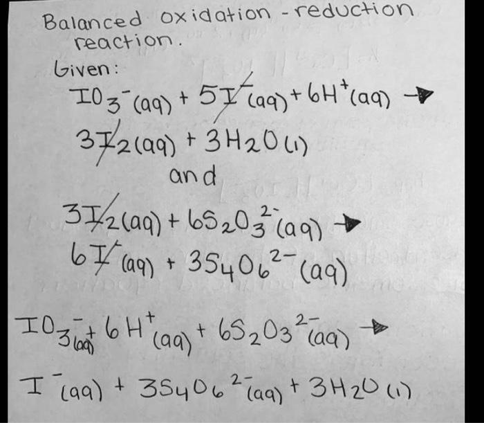 Solved Balanced oxidation - reduction reaction. Given: 51 | Chegg.com