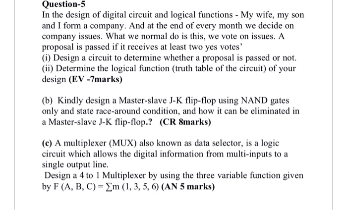 Solved Question-5 In the design of digital circuit and | Chegg.com