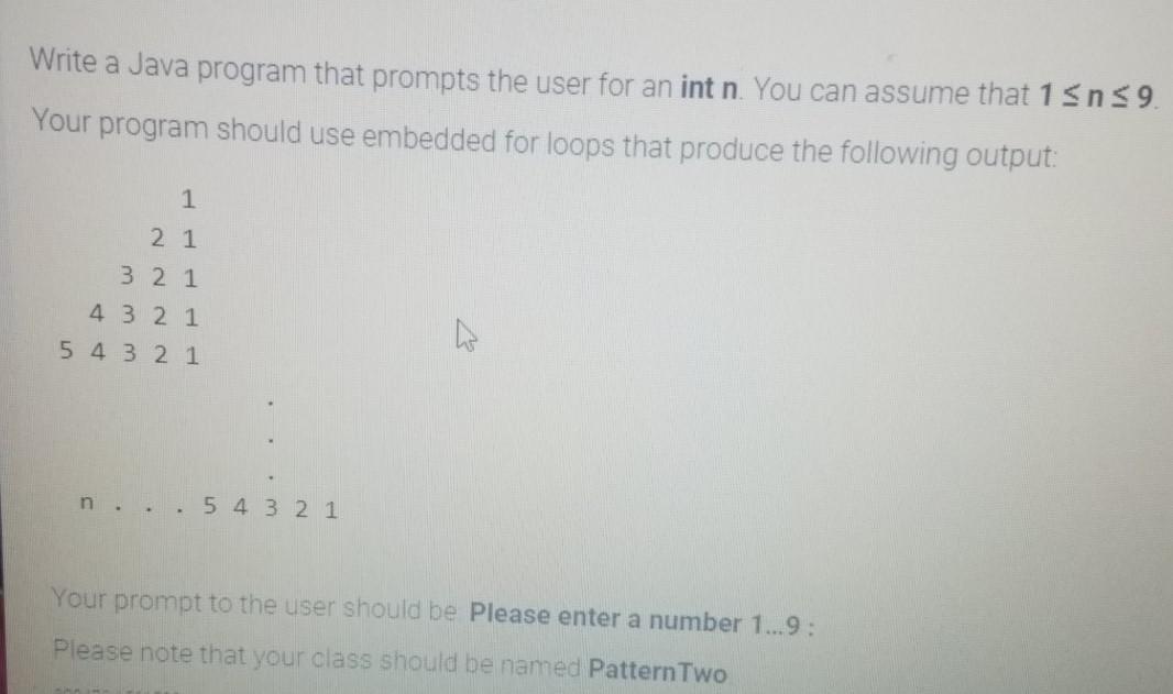 Solved Write a Java program that prompts the user for an int | Chegg.com