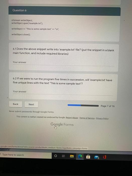 Solved Question 5 Q: A common problem with writing files | Chegg.com