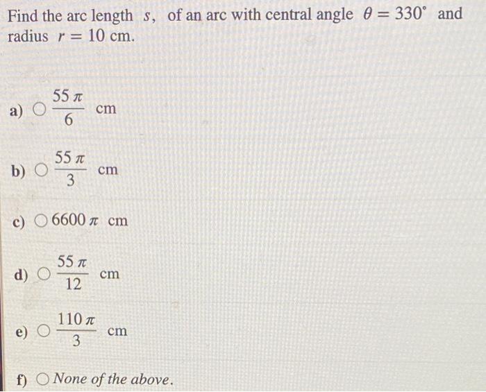 how to find length of arc with central angle