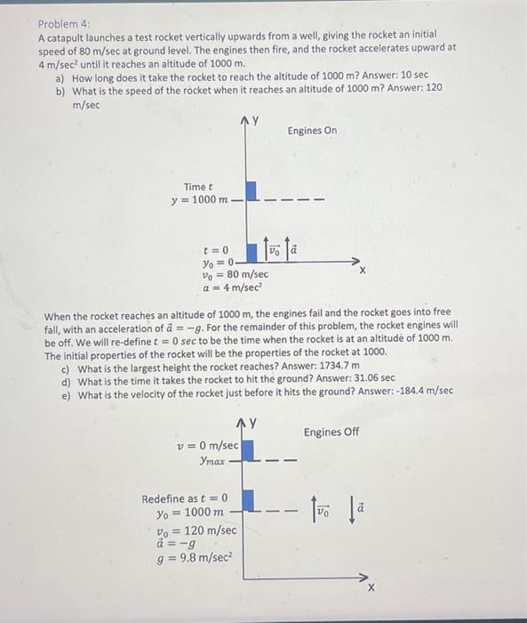 Solved Problem 4: A Catapult Launches A Test Rocket | Chegg.com