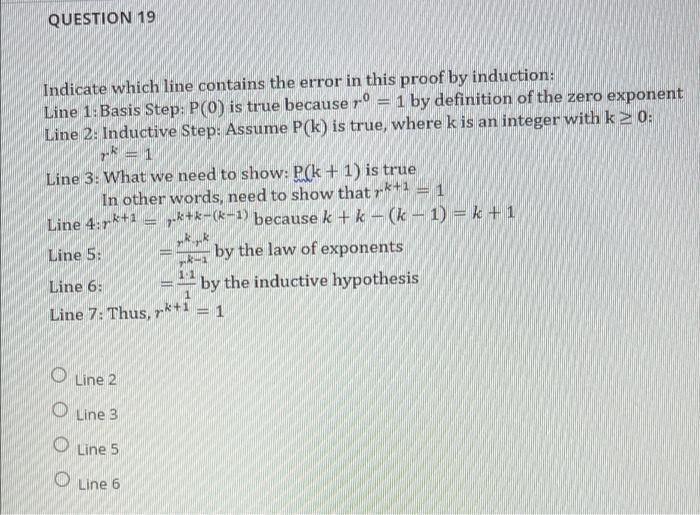 Solved QUESTION 19 Indicate which line contains the error in | Chegg.com