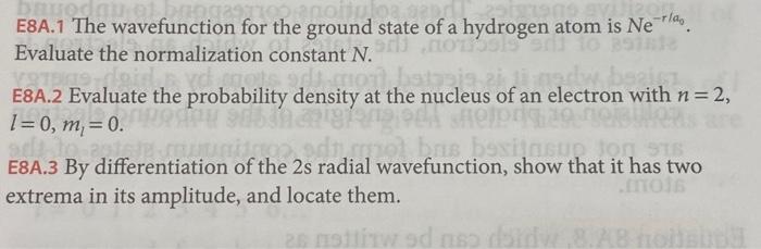Solved E8A.1 The wavefunction for the ground state of a | Chegg.com
