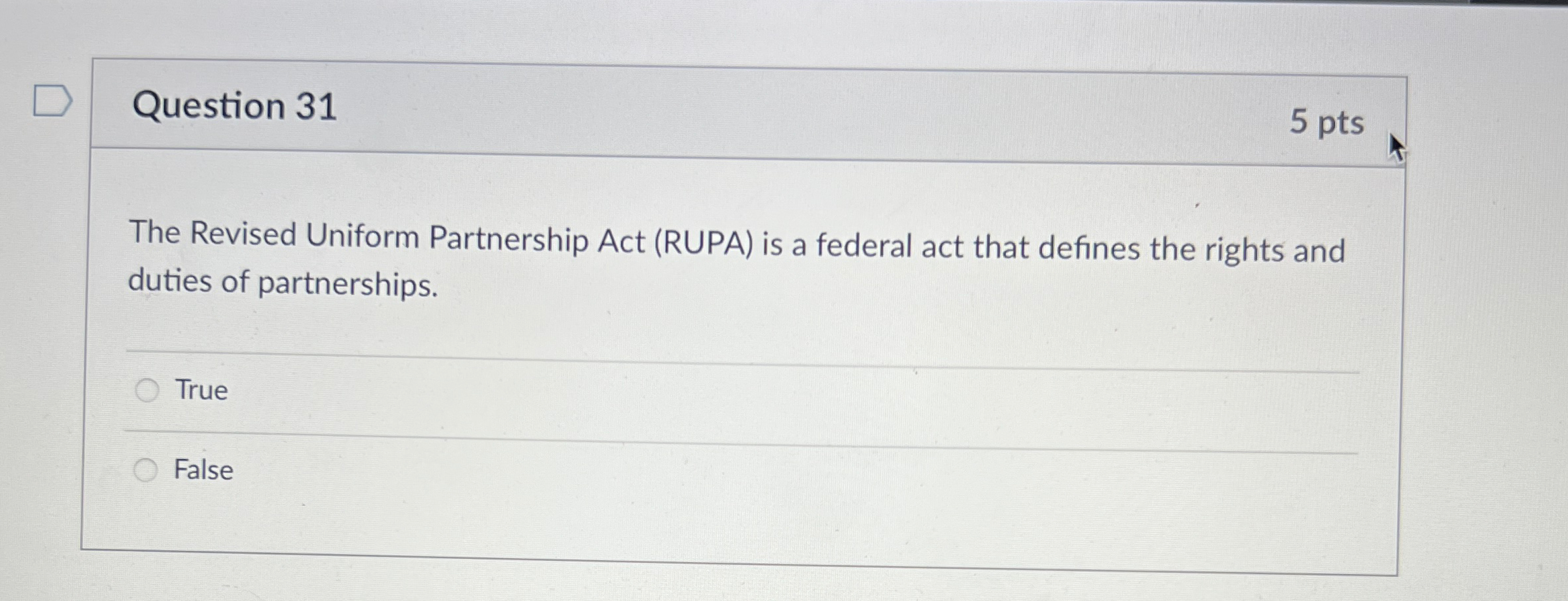 Solved Question 315 ﻿ptsThe Revised Uniform Partnership Act | Chegg.com