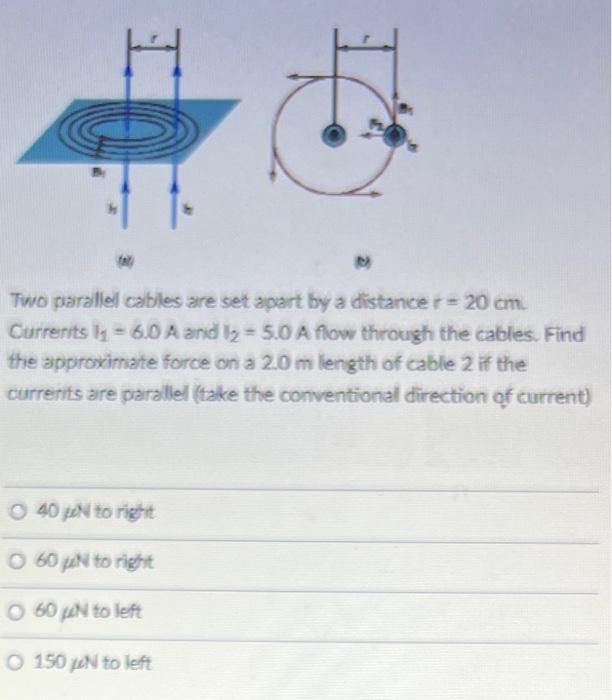 Solved H Two parallel cables are set apart by a distance r = | Chegg.com