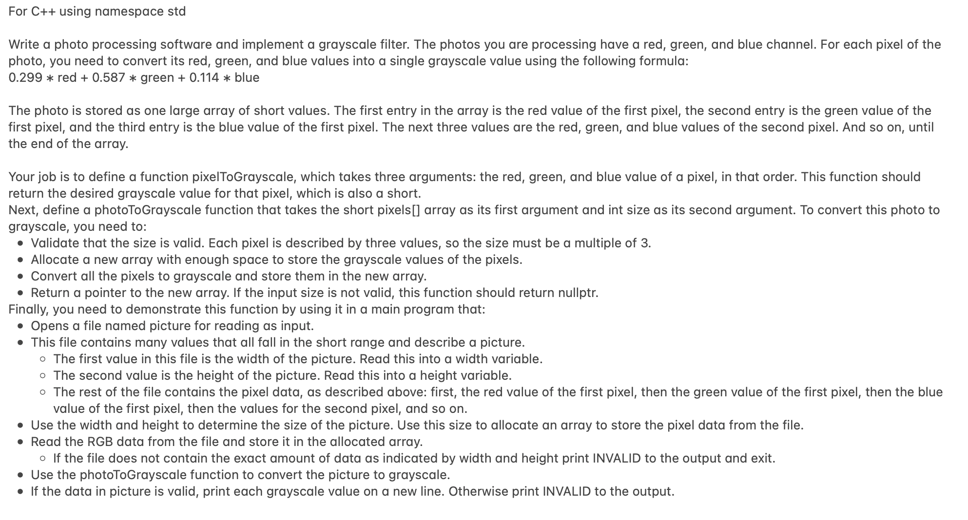 Solved Assignment: Imagine you are writing photo processing | Chegg.com