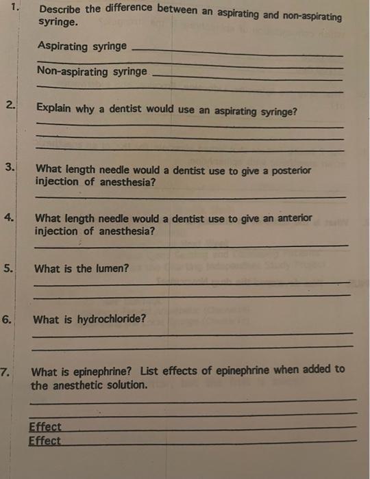 Solved 1. Describe the difference between an aspirating and