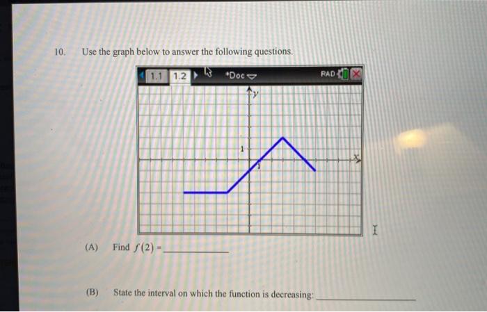 Solved 10. Use the graph below to answer the following | Chegg.com