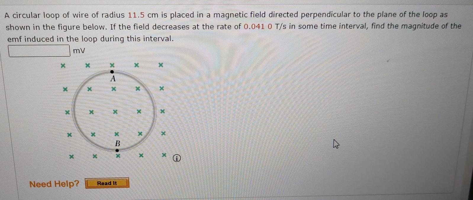 Solved A circular loop of wire of radius 11.5 cm is placed | Chegg.com
