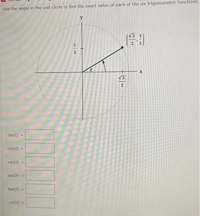 Solved Use The Angle In The Unit Circle To Find The Exact 1301