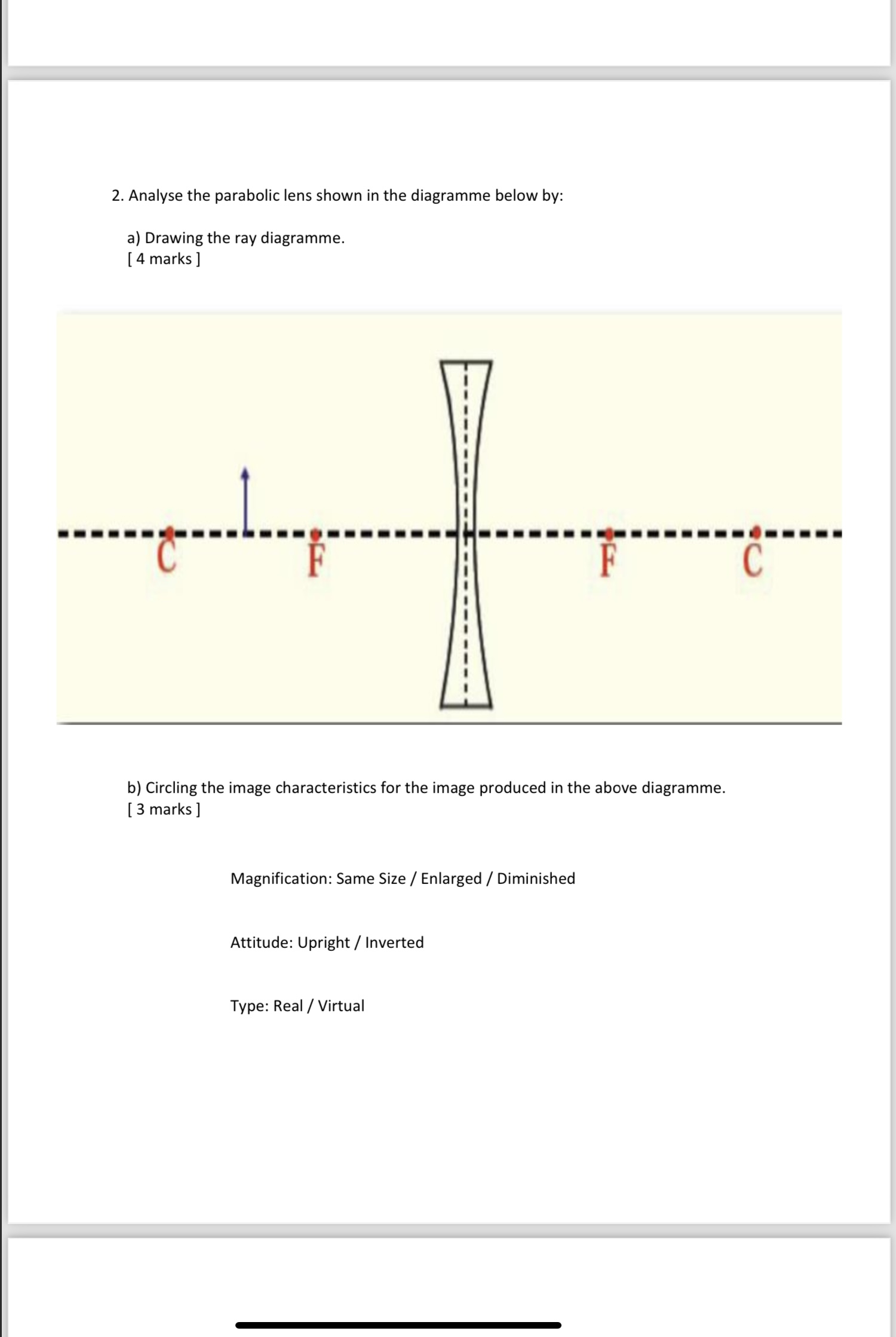 Solved 2. ﻿Analyse the parabolic lens shown in the diagramme | Chegg.com