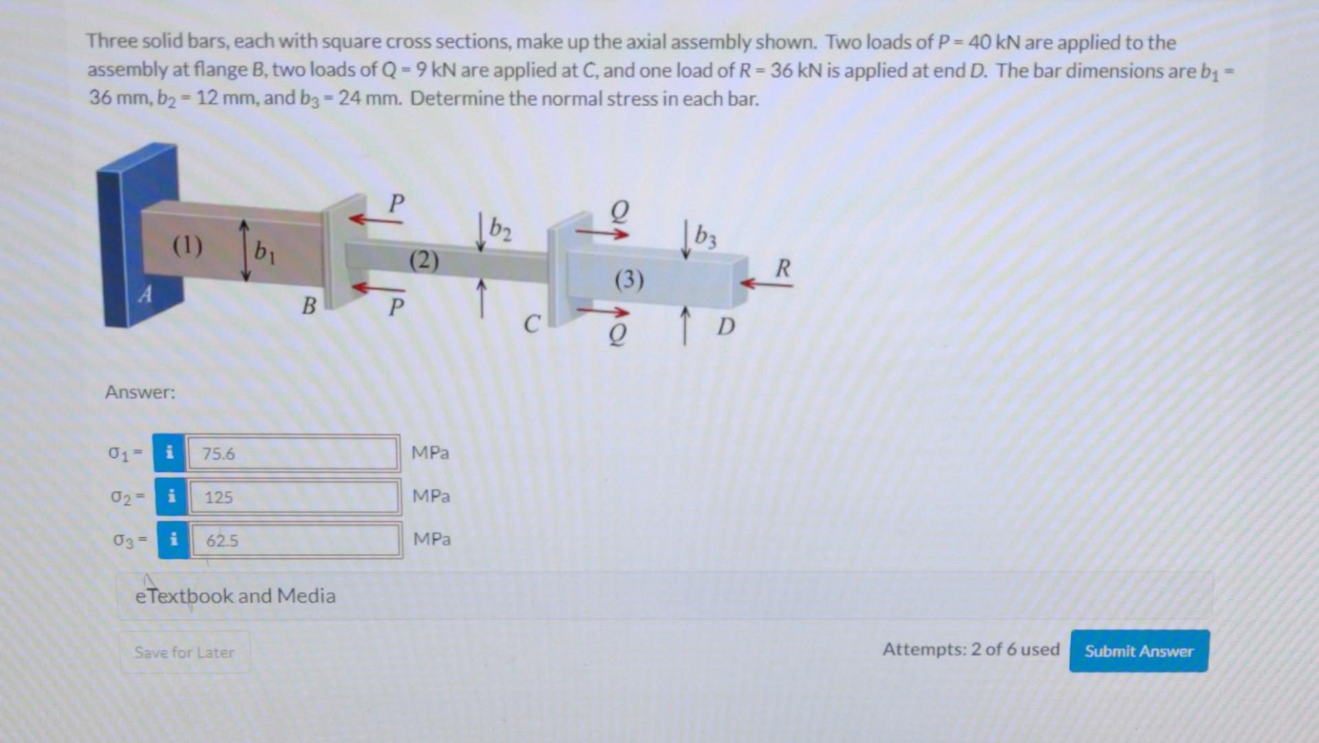 Solved Three Solid Bars, Each With Square Cross Sections, | Chegg.com