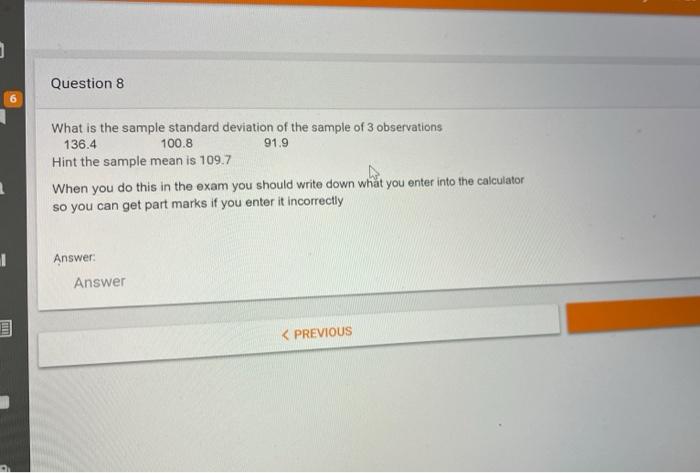 Solved What is the sample standard deviation of the sample | Chegg.com