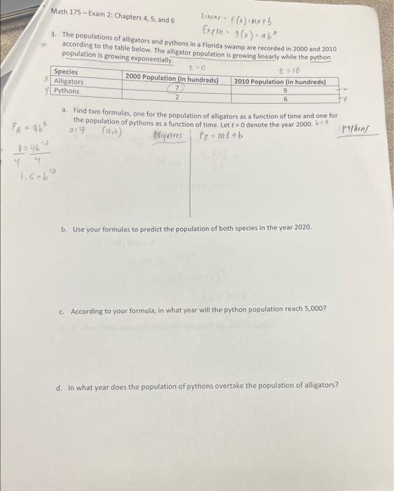 Solved PA = 0b² 1.2 4 4 Math 175-Exam 2: Chapters 4, 5, and | Chegg.com