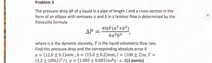 Solved UI Problem 3 The pressure drop AP of a liquid in a | Chegg.com