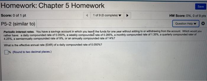 Solved Homework: Chapter 5 Homework Save Score: 0 of 1 pt 1 | Chegg.com