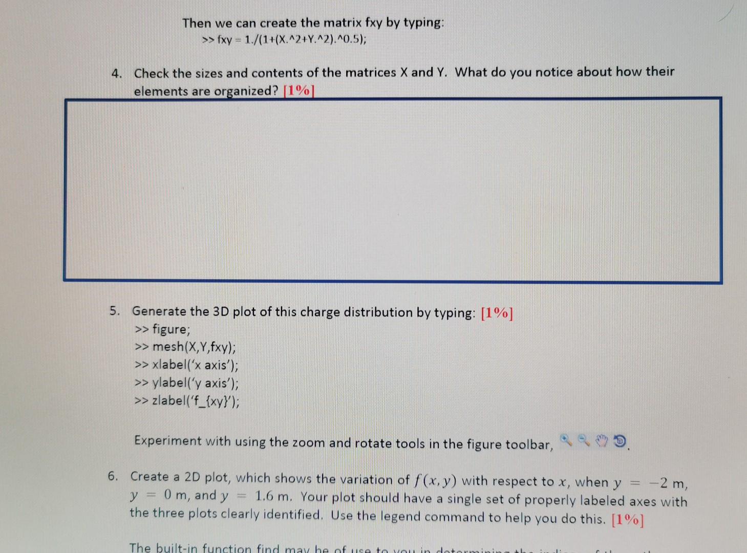 Solved 6. Create a 2D plot, which shows the variation of | Chegg.com