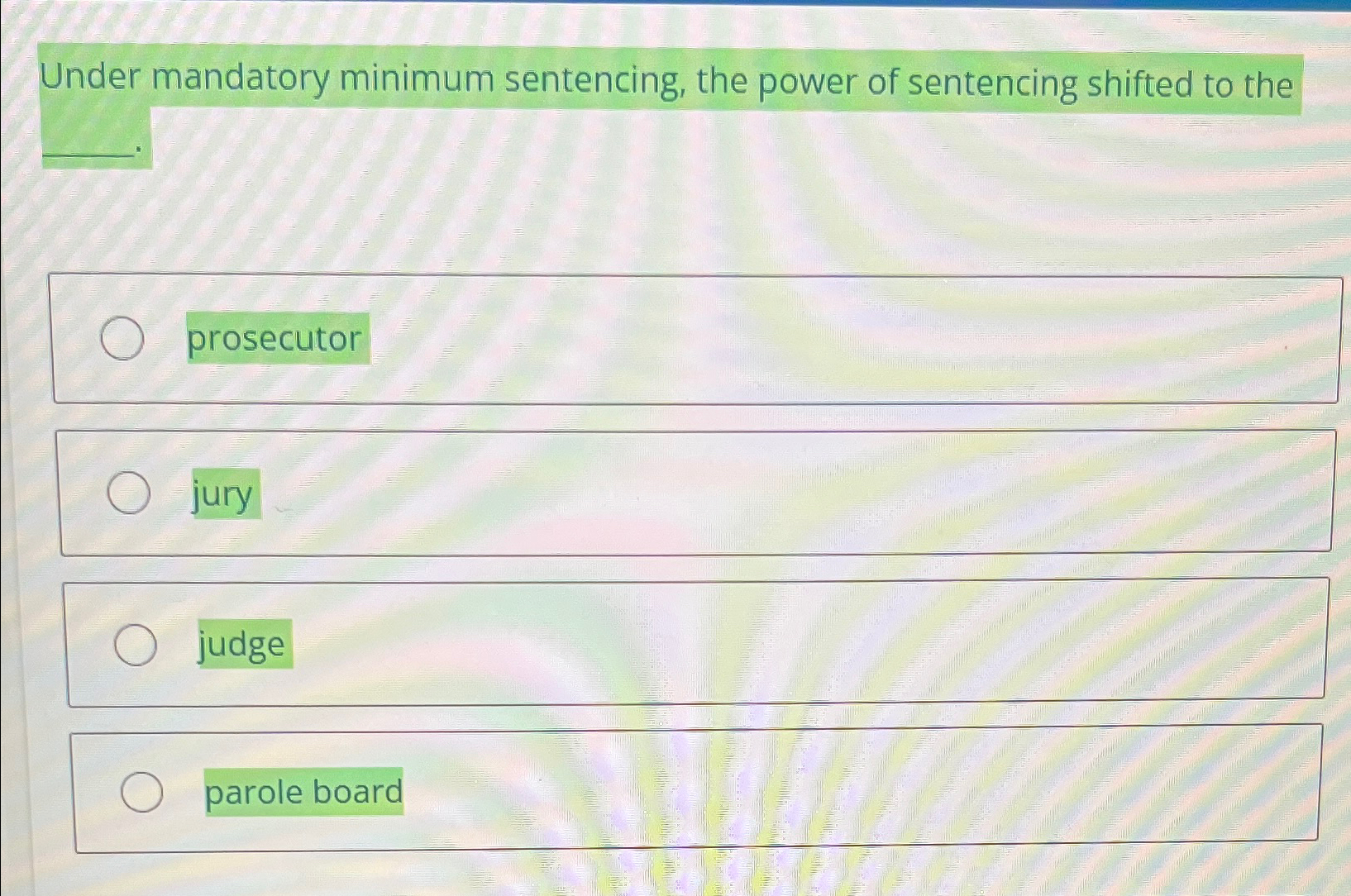 Solved under mandatory minimum sentencing the power of chegg