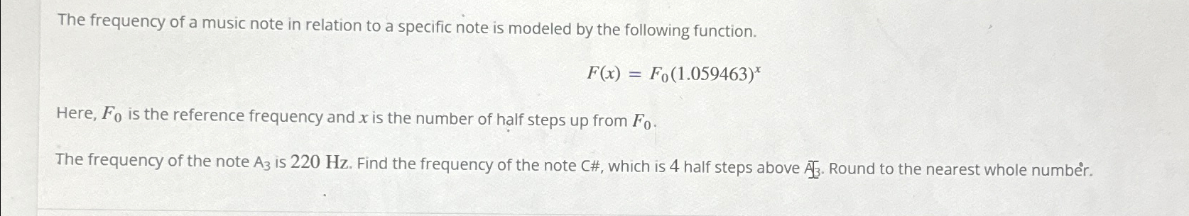 Solved The frequency of a music note in relation to a | Chegg.com