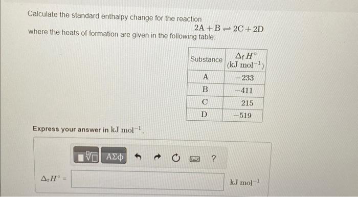 Solved Calculate The Standard Enthalpy Change For The | Chegg.com