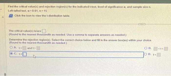 Solved Find the critical value(s) and rejection region(s) | Chegg.com