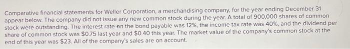 Solved Required: Compute the following financial data for | Chegg.com
