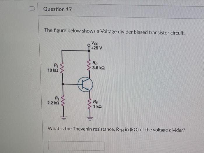 Solved Question 17 The figure below shows a Voltage divider | Chegg.com