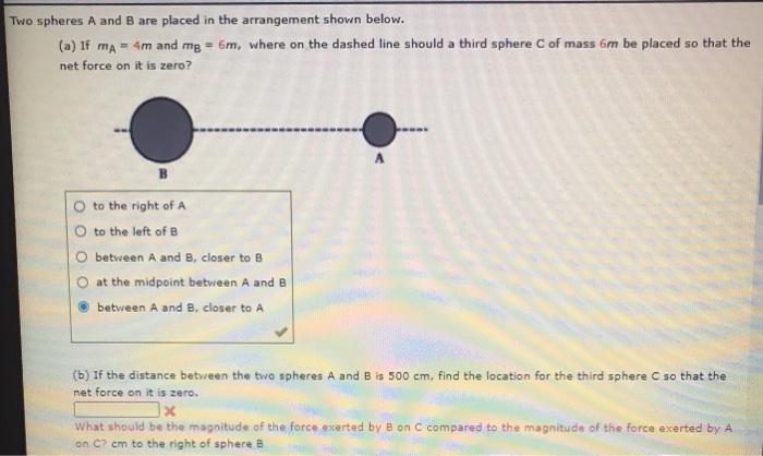 Solved Two spheres A and B are placed in the arrangement | Chegg.com