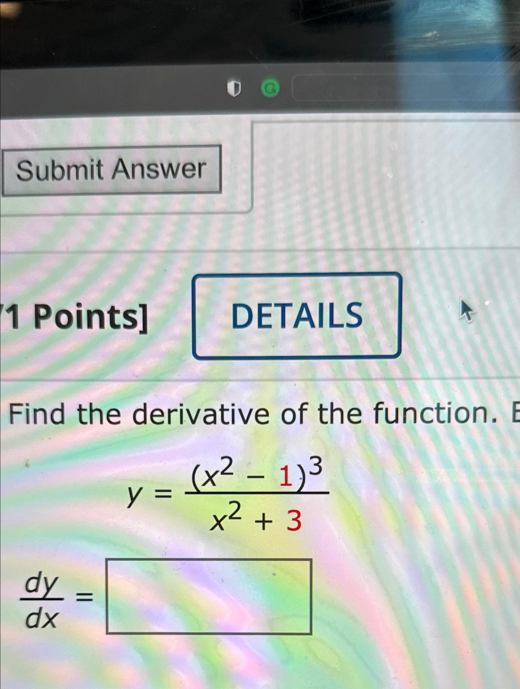Solved 1 ﻿Points]Find the derivative of the | Chegg.com
