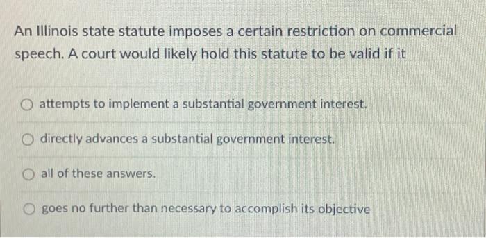 Solved An Illinois State Statute Imposes A Certain | Chegg.com