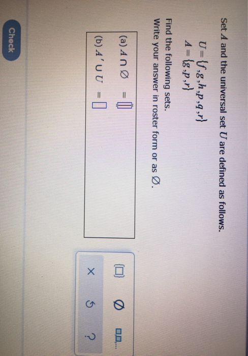 Solved Set A And The Universal Set U Are Defined As Follo Chegg Com