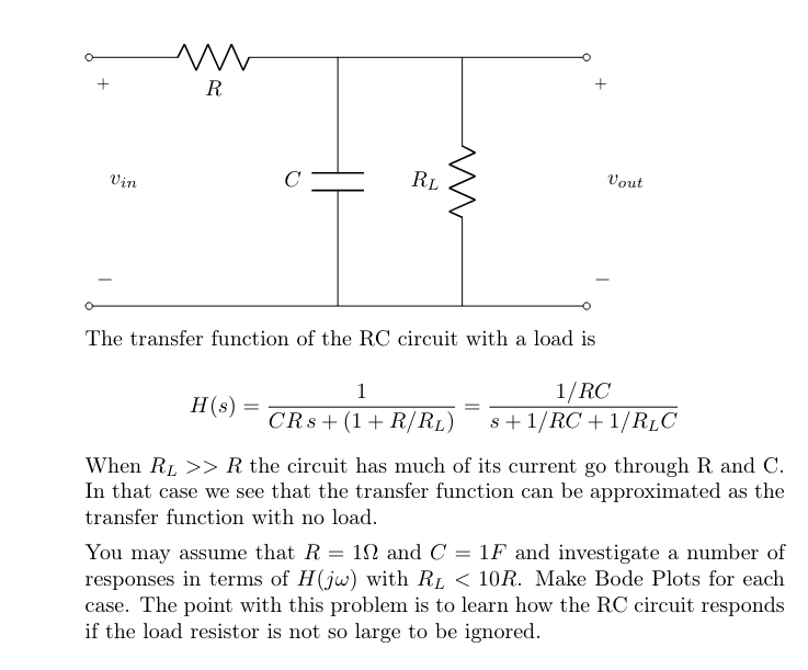 Solved 4. ﻿Loading effectConsider the RC circuit with a load | Chegg.com