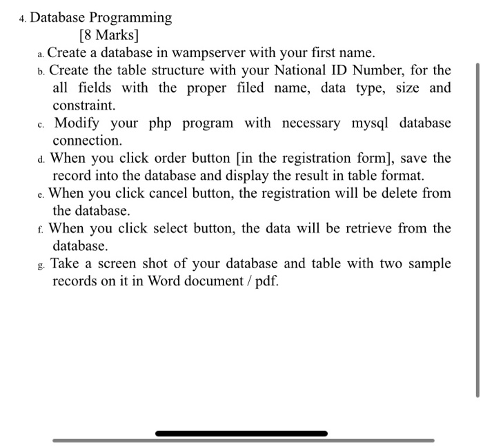 Solved 4. Database Programming [8 Marks] a. Create a | Chegg.com