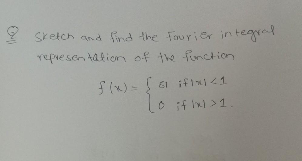 Solved Sketch and find the Fourier integral representation | Chegg.com