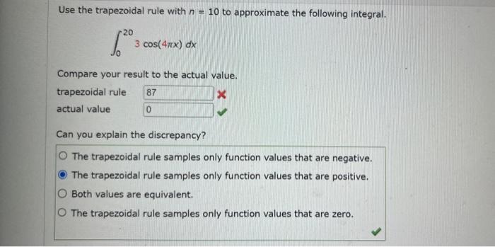 Solved Use The Trapezoidal Rule With N=10 To Approximate The | Chegg.com