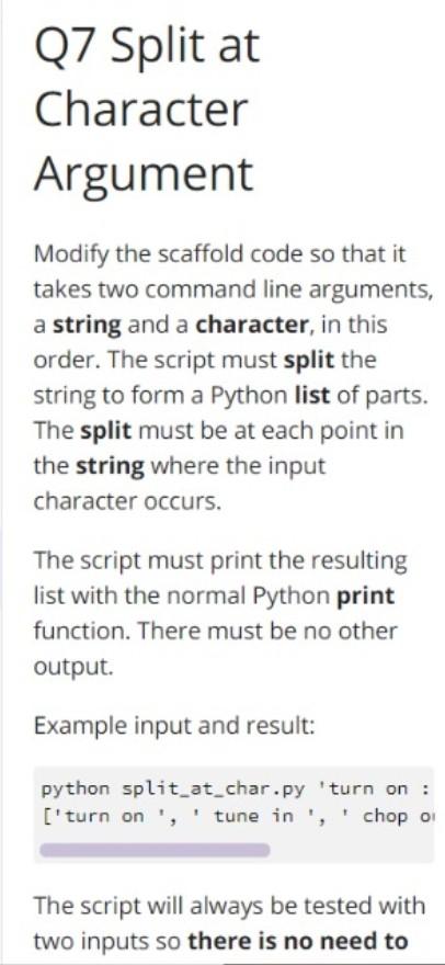 Solved Q7 Split at Character Argument Modify the scaffold | Chegg.com