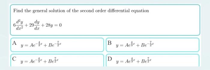 Solved Find the general solution of the second order | Chegg.com