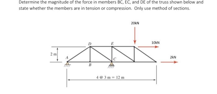 Solved Determine the magnitude of the force in members BC, | Chegg.com