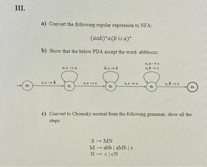 Solved III. A) Convert The Following Regular Expression To | Chegg.com