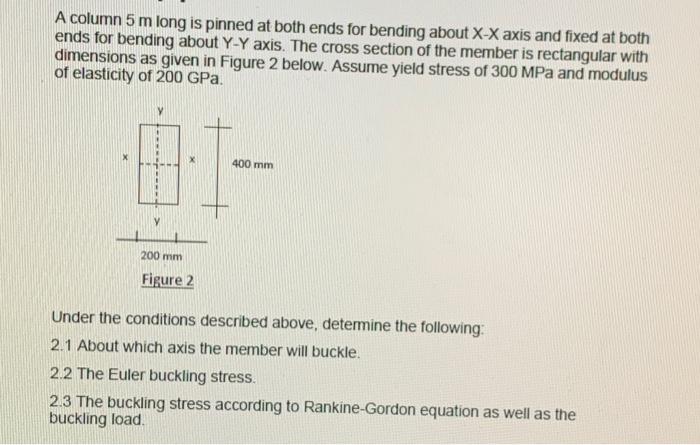 Solved A column 5 m long is pinned at both ends for bending | Chegg.com