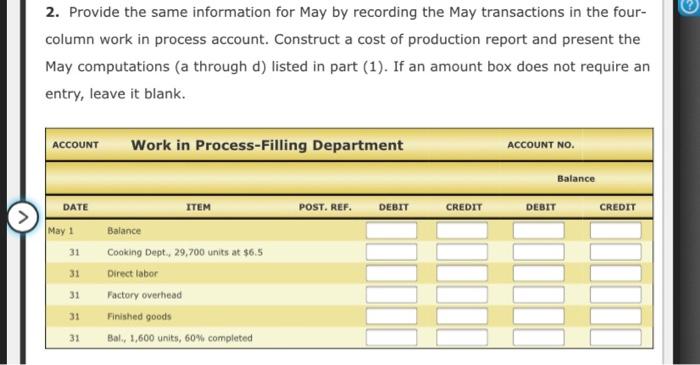 Solved Work in Process Account Data for Two Months; Cost of | Chegg.com